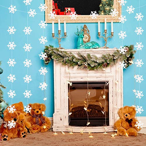 LOVESTOWN 76 PCS Hanging Paper Snowflakes, Snowflake Party Decorations Frozen Snowflake Decorations White Snowflake Garland for Christmas Winter Wonderland Decorations