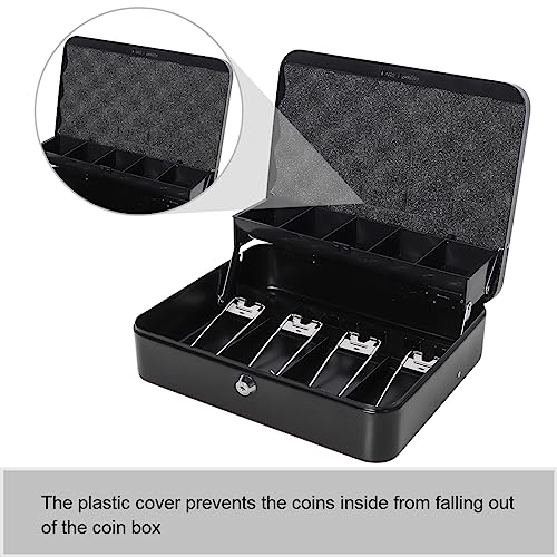 Jssmst Large Locking Cash Box With Money Tray, Lock Box With Security