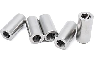 Xiaoyztan 5Pcs M12 Thread Round Coupling Nut Stainless Steel Sleeve Stud Nut Connecting Hardwares 37mm Height