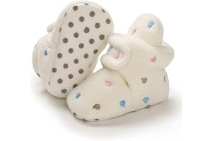 E-FAK Newborn Baby Cozy Fleece Booties with Grippers Winter Slippers Socks Soft Sole Stay On Infant First Walker Crib Shoes