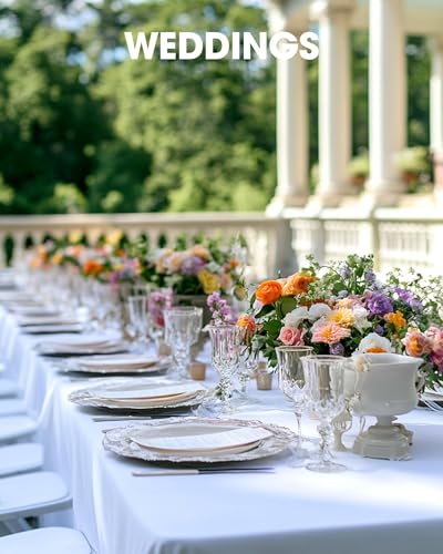2 Pack Rectangle Table Cloth 60" x 102" – Durable Polyester Tablecloth Offers Reusable & Washable Protection, Ideal for Outdoor Party, Picnic, Wedding, Banquet and Birthday (White, 60"x102")