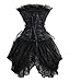 Charmian Women's Sexy Strapless Floral Embroidery Gothic Corset with Lace Skirt