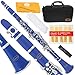 Lazarro 150-BU-L B-Flat Bb Clarinet Royal Blue-Silver Keys with Case, 11 Reeds, Care Kit and Many Extras