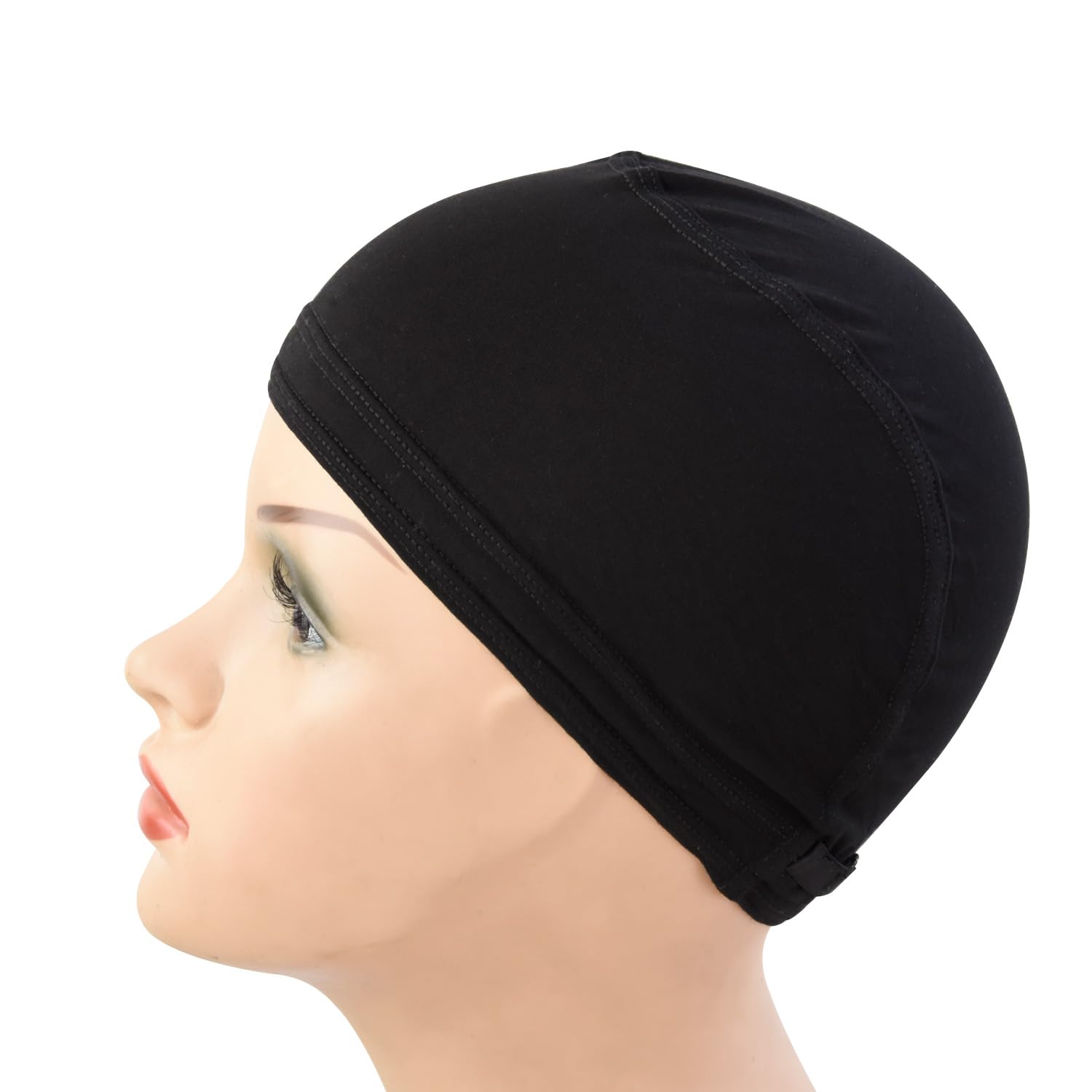 1pc Bamboo Fiber Wig Caps to Hold Wig in Place Wig Cap for Women Wig Making with Adjustable Strap (Black) — image 1