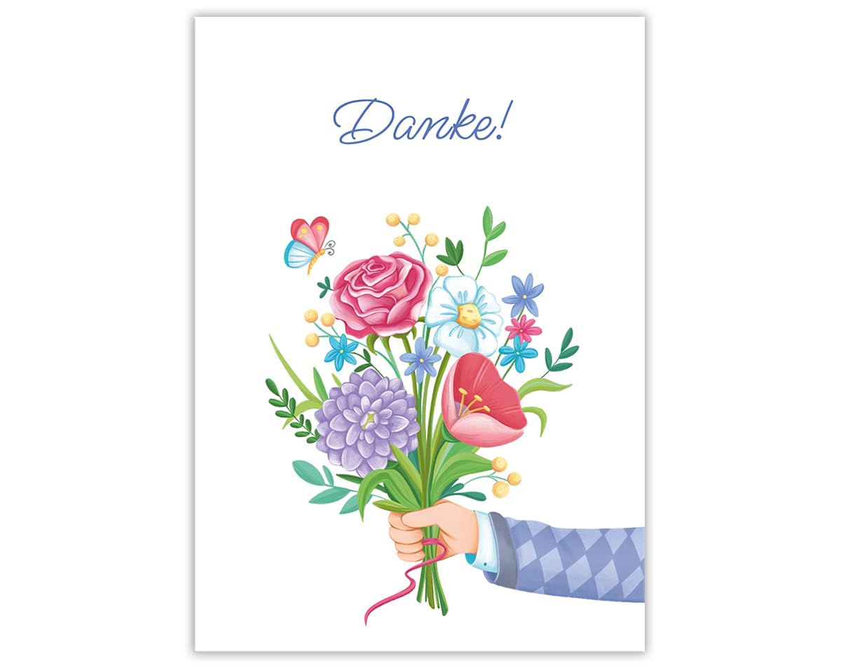 Thank You Card (XXL Format A4) Large Folding Card with Envelope Thank You Card Bouquet Thank You Card
