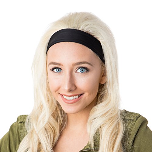 Hipsy Women's Adjustable & Stretchy Basic Xflex Headbands (Black & Red Basic 2pk)