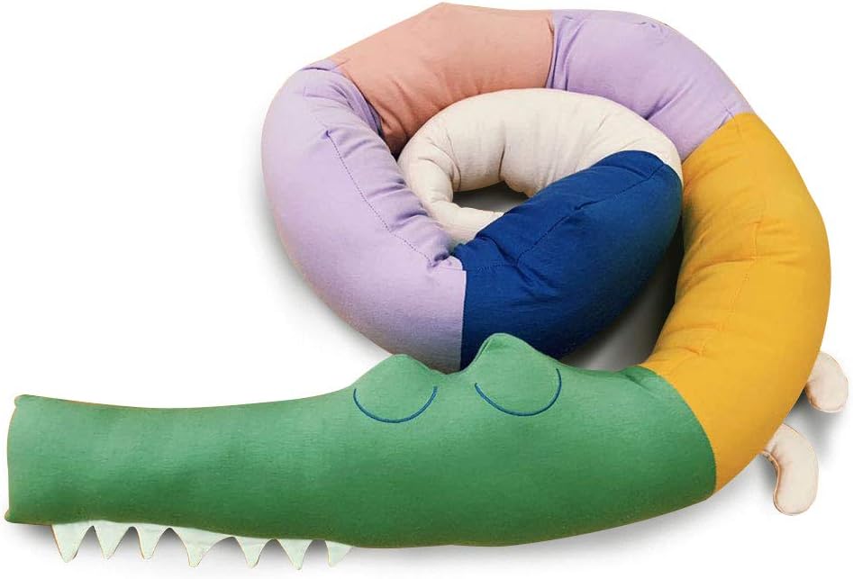 Baby Bed Guard Fence Crib 185cm Cute Crocodile Infant Alligator Pillow Cradle Cushion Newborn Baby Sleep Protector Crib Nursery Bedding(Green)