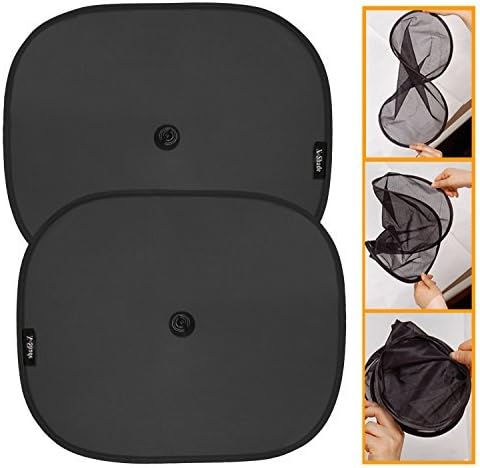 PSA Mesh Polyester Car Interiors Sunshade Curtains for Door Side Windows (Set of 4 Pcs), Color Black, Size 17x14 Inches