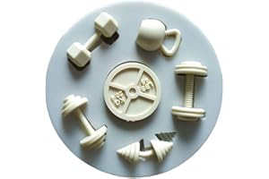 FEWO Sports Fitness Workout Exercise Dumbbell Silicone Fondant Mold Sugar Craft Gumpaste Cake Cupcake Decorating Tool Polymer Clay Resin Mold