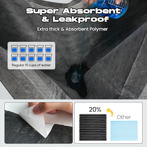 DOGGO DOUG Dog Pee Pads for Dogs XXL 30"x36" Charcoal Puppy Pads 50 Counts Extra Large Disposable Activated Carbon Super Absorbent Full Edge-Wrapping Odor-Control Training Pads with Adhesive Tabs