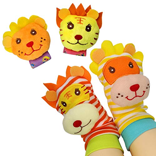 baby socks with toys on them
