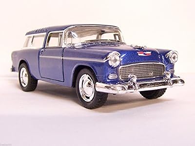 Blue 1955 '55 Chevy Chevrolet Nomad Car Vehicle Diecast Model 1/40 Pull Back