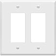 Enerlites 8832M 2-Gang Decorator/GFCI Device Wall Plate, Mid-Size, Unbreakable Polycarbonate, White