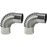 FireHiking 90 Degree Stove Pipe 2.36inch/6cm Stainless Steel Flue Extension 2 pcs Elbow Chimney for Outdoor Wood Stove