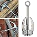 DEWEL Grappling Hook Outdoor Survival Gravity Carabiner with 3 Folding Sawtooth Claws Multi-function Collapsible Stainless Steel Anchor for Climbing, Hiking, or Tree Limb Removal