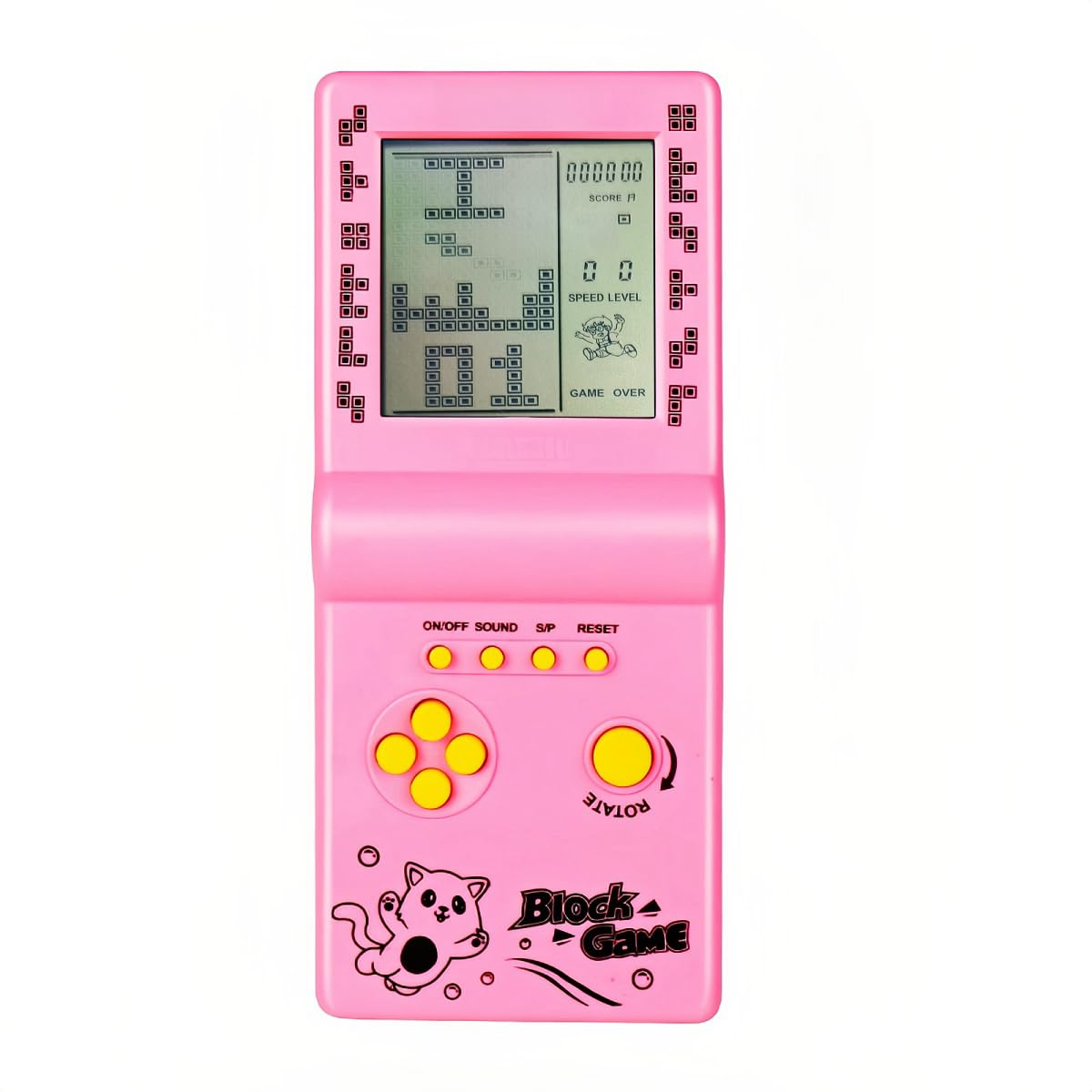 TAQY Retro Classic Block Game Console Multiple games Adjustable level/speed Handheld Porable console Brick game/racing/tank battle Puzzle game Electronic toys Children/friends (Pink)