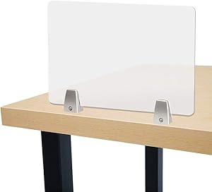 Owfeel 20” L×16” Acoustic Desk Divider Frosted Desktop Mounted Privacy Panel, Reduce Noise & Visual Distractions for Offices, Libraries, Classrooms (Not Include Clip) (20” L×16”)