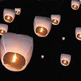 10 PCS Chinese Sky Lanterns Wishing Lantern for Birthdays, Holidays, Weddings, Party (white)
