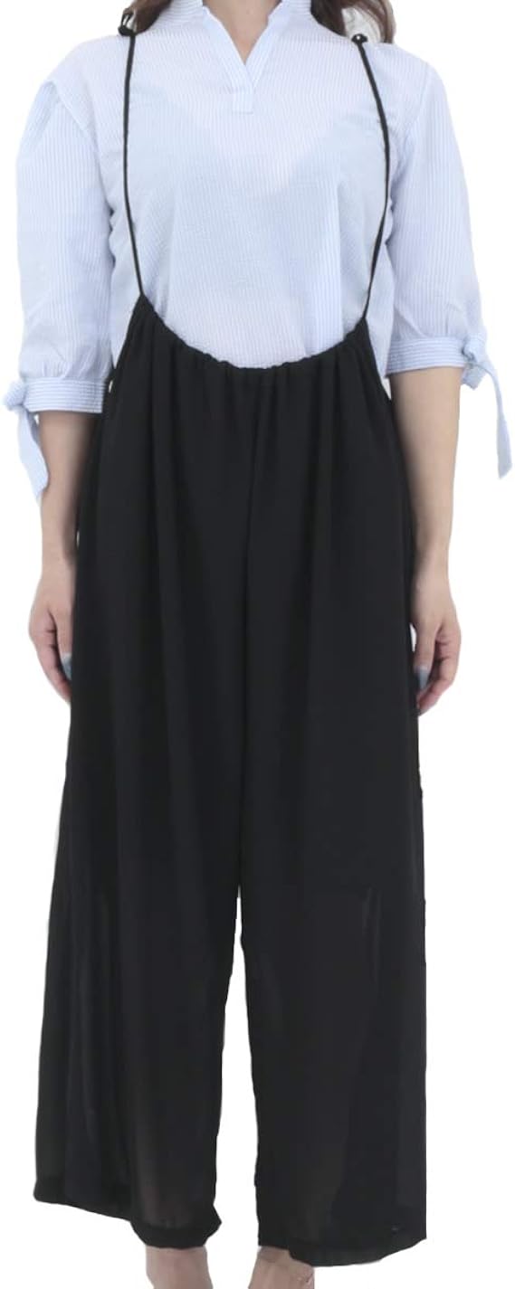 Amazon Rondel Black ロンデルブラック シフォンサロペット ワイドパンツ レディース 黒 Brown Black ロングパンツ 通販