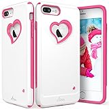 iPhone 7 Plus Case, Vena [vLove][Heart-Shape | Dual Layer Protection] Hybrid Bumper Cover for Apple iPhone 7 Plus (5.5"-inch) (White/Pink) (Wireless Phone Accessory)