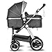 cynebaby Infant Toddler Baby Stroller Carriage Compact Pram Strollers add Tray (Black)
