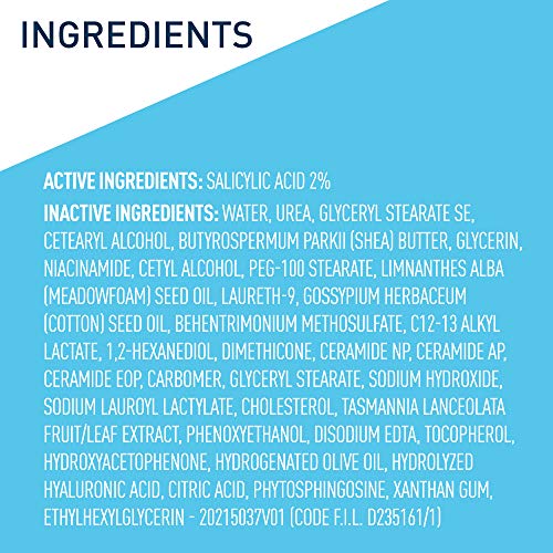 CERAVE MOISTURIZING CREAM FOR PSORIASIS TREATMENT, WITH SALICYLIC ACID FOR DRY SKIN ITCH RELIEF & UREA FOR MOISTURIZING, FRAGRANCE FREE & ALLERGY TESTED, 8 OZ