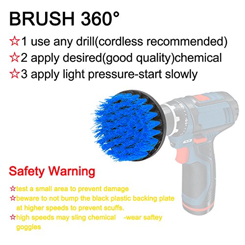 YIJINSHENG Medium Brush with Drill Attachment Scrubbing Brushes for Cleaning Car Tires,Carpet, kitchens,Bathrooms, Showers, Grout, Tile, Boats Power Scrubber Cleaning Multipurpose 3 pack Kit