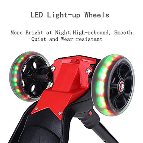 New Olym Kids Scooter for Boys and Girls 3 Flashing Wheels,Foldable with 4 Adjustable Height|All-Covered Brake Great for Toddlers Ages 3-14 Years Black