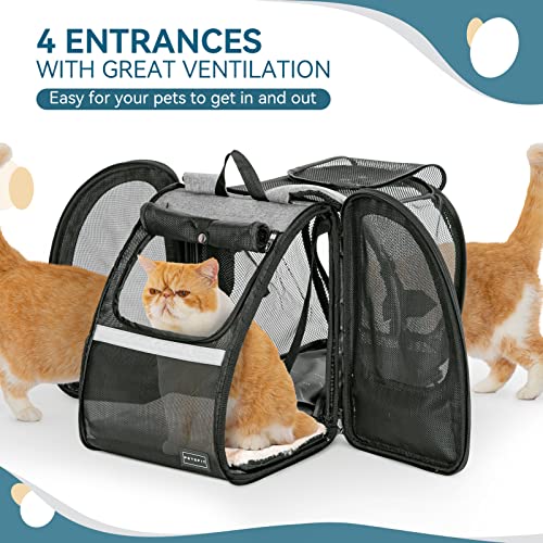 Petsfit Dog Backpack Carrier,Cat Backpacks Expandable with Great Ventilation,Fleece Mat,Perfect