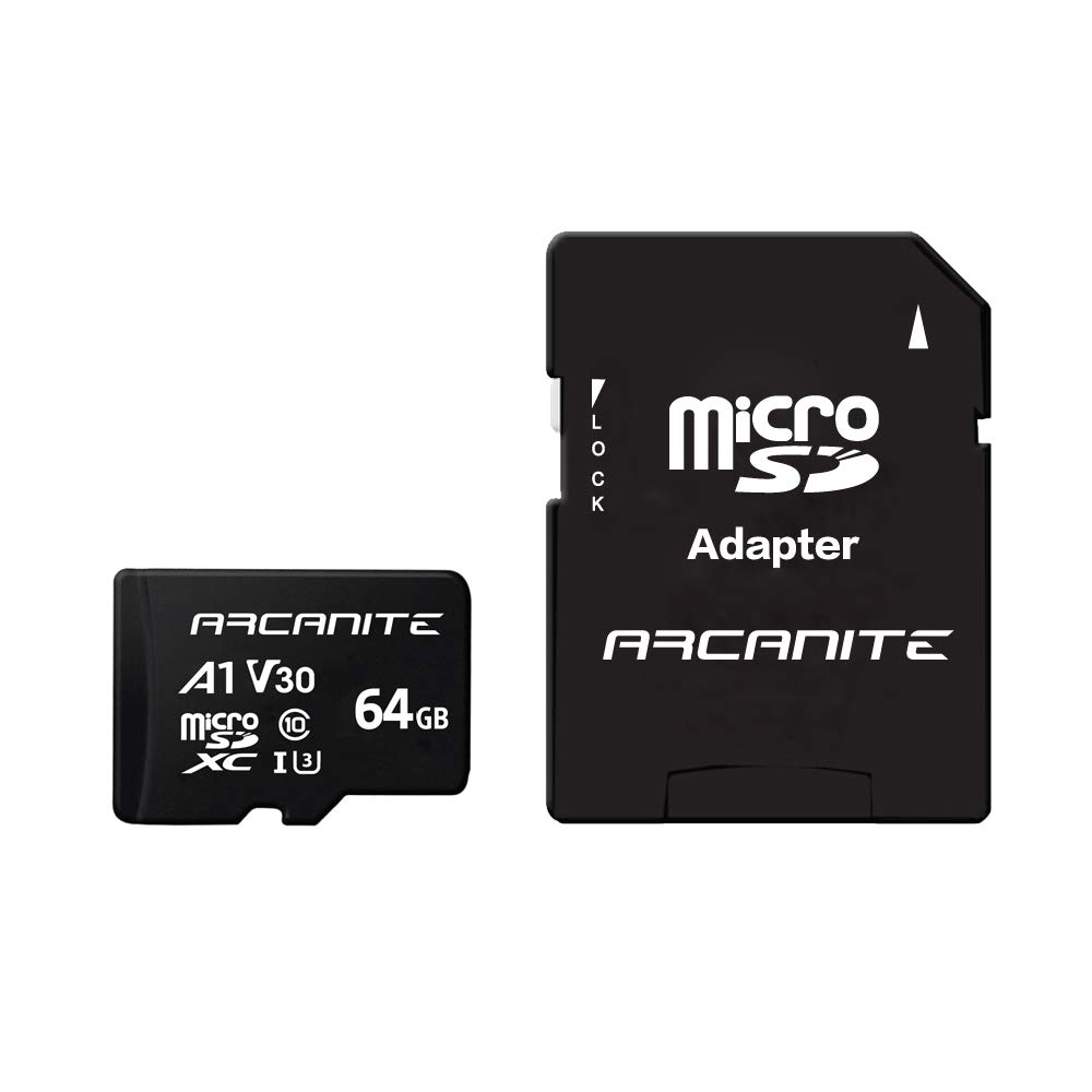 ARCANITE 64GB microSDXC Memory Card with Adapter - A1, UHS-I U3, V30, 4K, C10, Micro SD, Optimal read speeds up to 90 MB/s