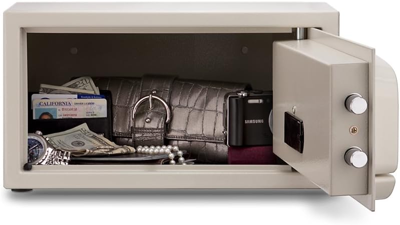 Mesa Safe Company Model MH101 Residential and Hotel Electronic Burglary Safe, Cream - Credit Card Operated Safe - 