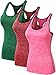 Neleus Women's 3 Pack Dry Fit Compression Long Tank Top,8007,Pink,Red,Green,L