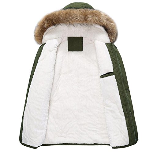 Men Coat With Fur Hood Cardigan Sweater Hooded Coat Jacket Sweatshirt Outwear By Orangeskycn (Army Green, L)