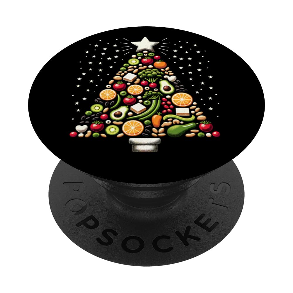 Vegan Christmas Tree Funny Vegetarian Plant Based Xmas PopSockets Swappable PopGrip