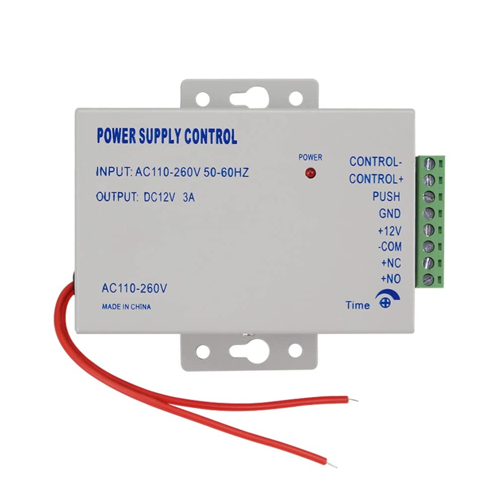 LIBO Smart Home Access Control Power Supply K803A, 12V 3A/5A, AC 110~260V, Metal, Wall Mount, Automatic Operation, IP65, For Electric Locks, 2-Way, Screw Terminals, Includes Manual