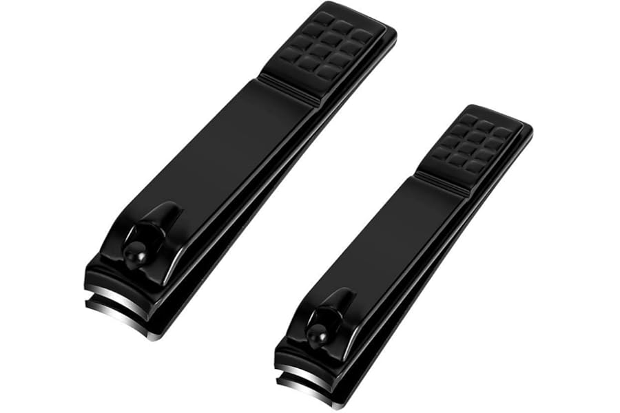 Nail Clippers Set, Sharp Stainless Steel Fingernail Clipper & Toenail Clippers, Black Nail Cutter, Large and Small 2 Piece Set.