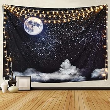 BLEUM CADE Moon and Clouds Tapestry Wall Hanging Star Tapestry Starry Sky Tapestry for Living Room Bedroom Dorm Home Decor