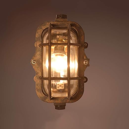 Aplique de pared retro industrial ovalado, náutico mampara de pared