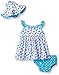 Gerber Baby Girls 3-Piece Sundress, Diaper Cover and Hat Set, blue flowers, 6-9 Months