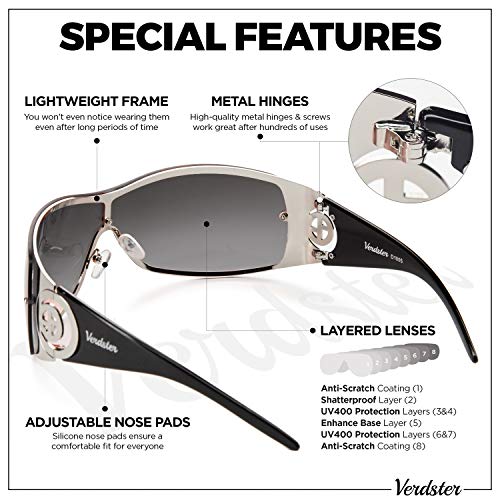 Verdster Cosmo Sunglasses for Ladies - Women's Large Shield Designer Shades - Thumbnail 3