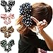 Polytree 5pcs Cute Girls Women's Big Polka Dot Rabbit Ear Hair Bow Tie Bands Ponytail Holder