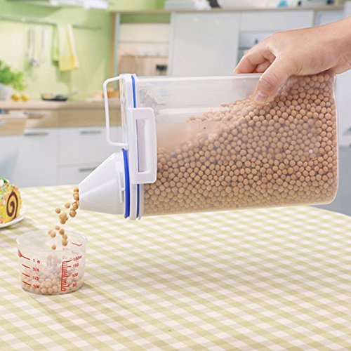 JISETY 2L Plastic Cereal Dispenser Storage Box Ornament Bins Kitchen Food Grain Rice Container Nice Organizer Envase