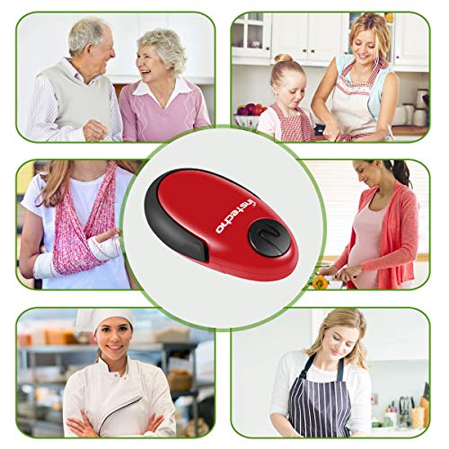 Electric Can Opener, Cakie Restaurant Can Opener Smooth Soft Edge One-touch Battery Automatic Electric Hands-free Can Opener For Kitchen Arthritis Elderly Travel and Chef's Best Choice’s (Red)