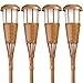 Newhouse Lighting TIKILED4 Solar-Powered Flickering Flame Outdoor Island Torches, 4-Pack, Old Bamboo