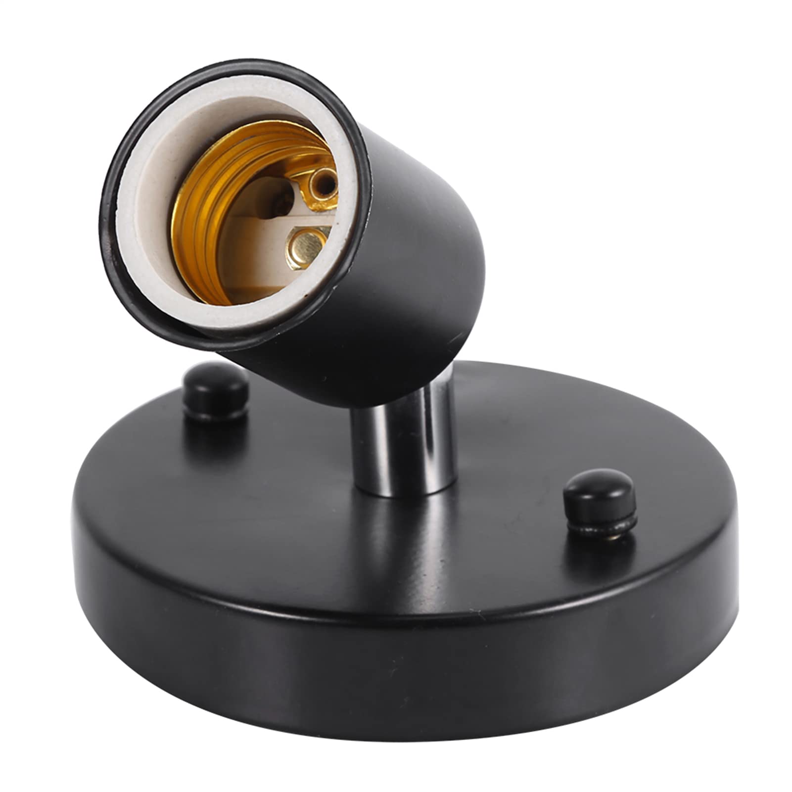 Ceiling Lamp Holder, Vintage E27 Screw Light Bulb Socket 180 Degree Rotating Adjustable Lamp Base Wall Mount Light Bulb Holder for Ceiling Pendant, Wall Lighting (Black)