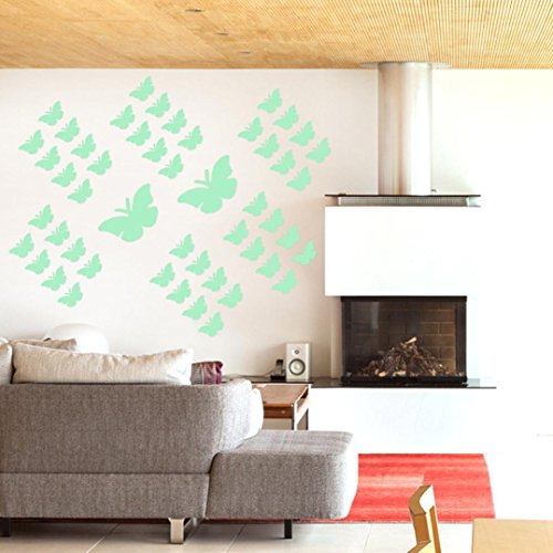 Botrong 12PC Creative Luminous Butterflies Skin Wall Sticker Decorative Glow in the Dark (Green) - Thumbnail 4