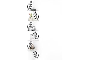 Fixwal Corner Floating Shelves, 5 Tier Rustic Wall Mounted Shelves for Decor and Storage, Decorative Ledges for Bedroom Living Room Bathroom Kitchen (White)