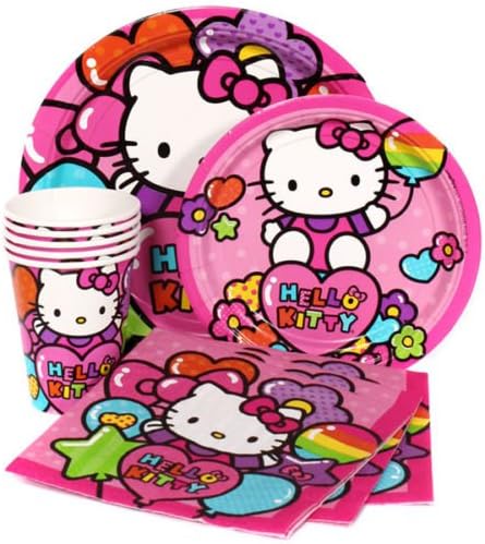 Sanario Hello Kitty Value Pack Birthday Party for 8 Guests ( Plates, Cups, Napkins)
