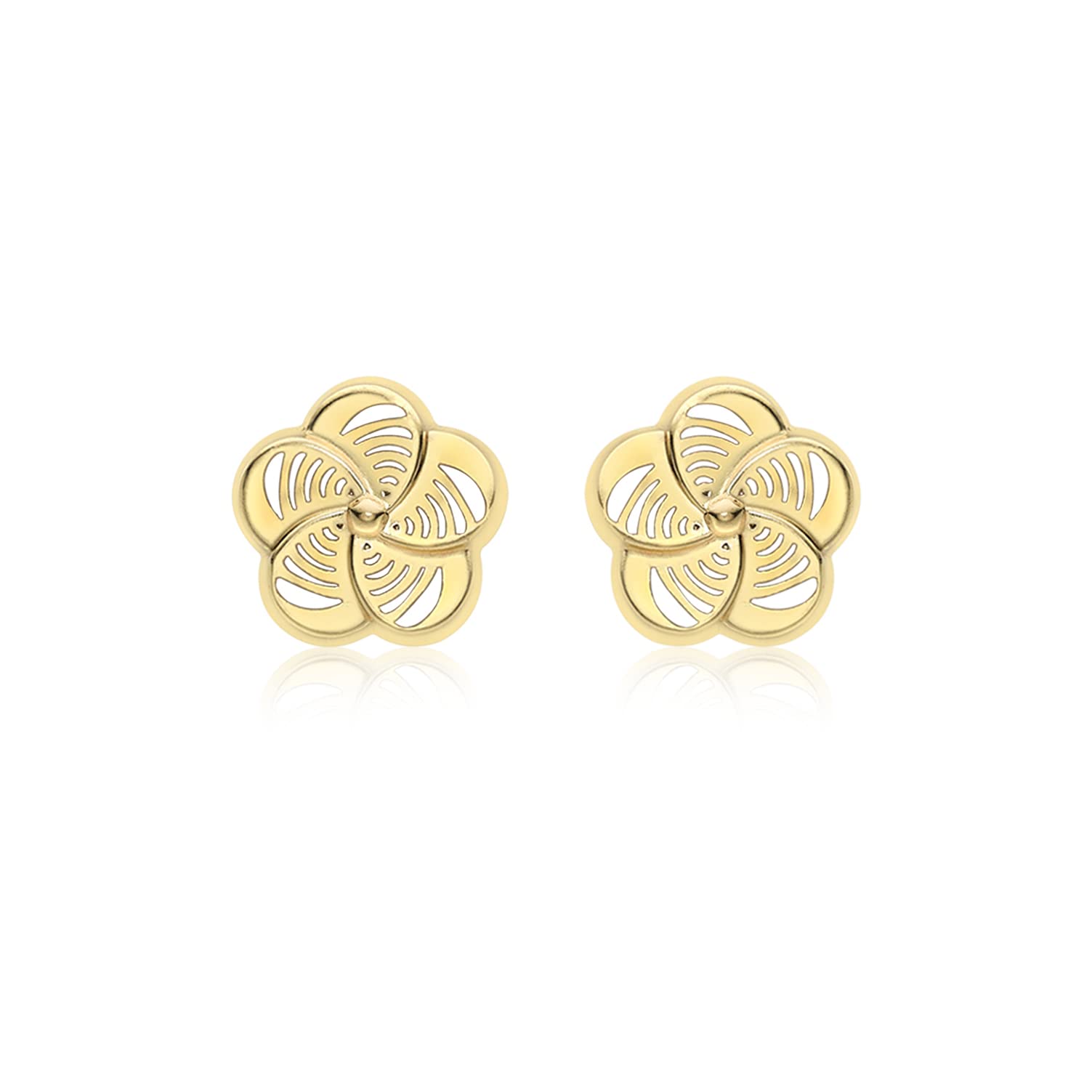 CARISSIMA Women's 9 ct Yellow Gold 8.5 mm Fan Flower Stud Earrings