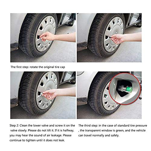 ChooseU Tire Valve Stem Caps, Car Tire Pressure Monitor Valve Stem Caps Sensor Indicator for Sedan SUV Truck Camper Motorcycle 4 Pack